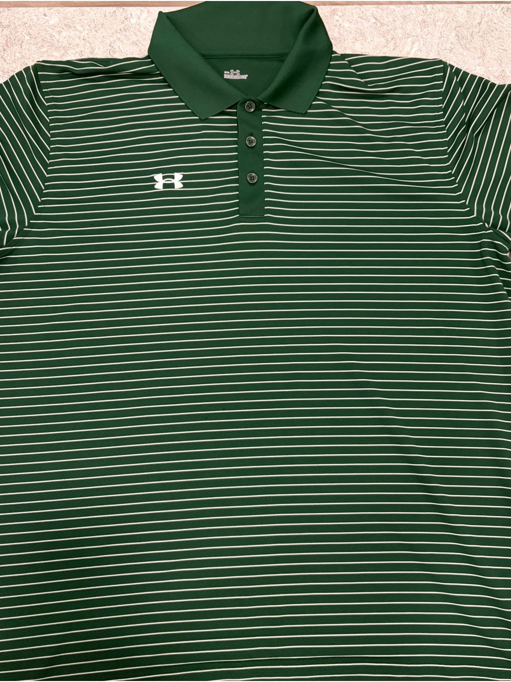 Under Armour Heat Gear Loose Fit Men’s Green Striped Polo-XXL